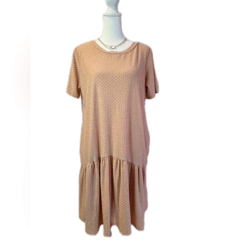 Carole Christian Pink Textured Midi Dress